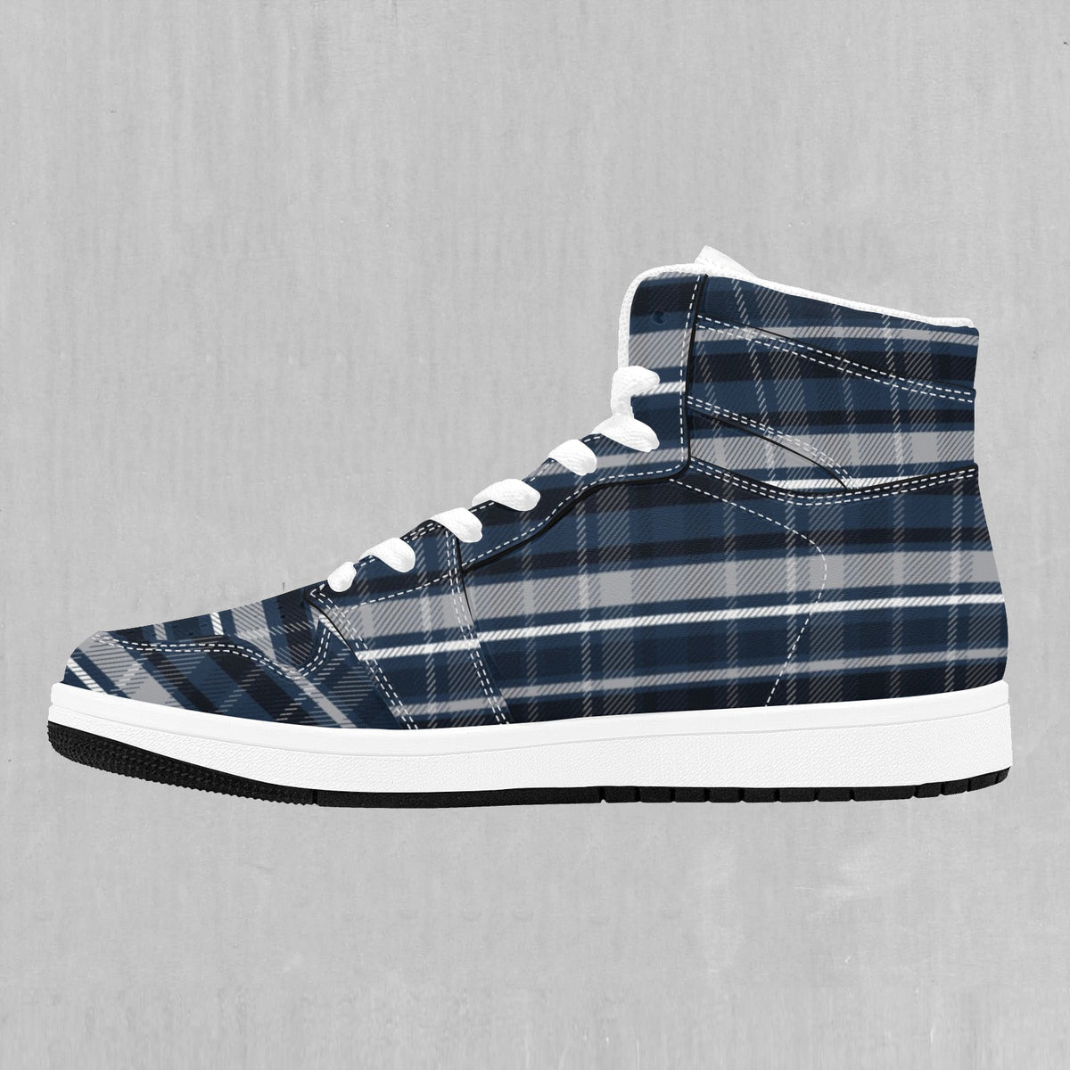 Dark Blue Plaid High Top Sneakers