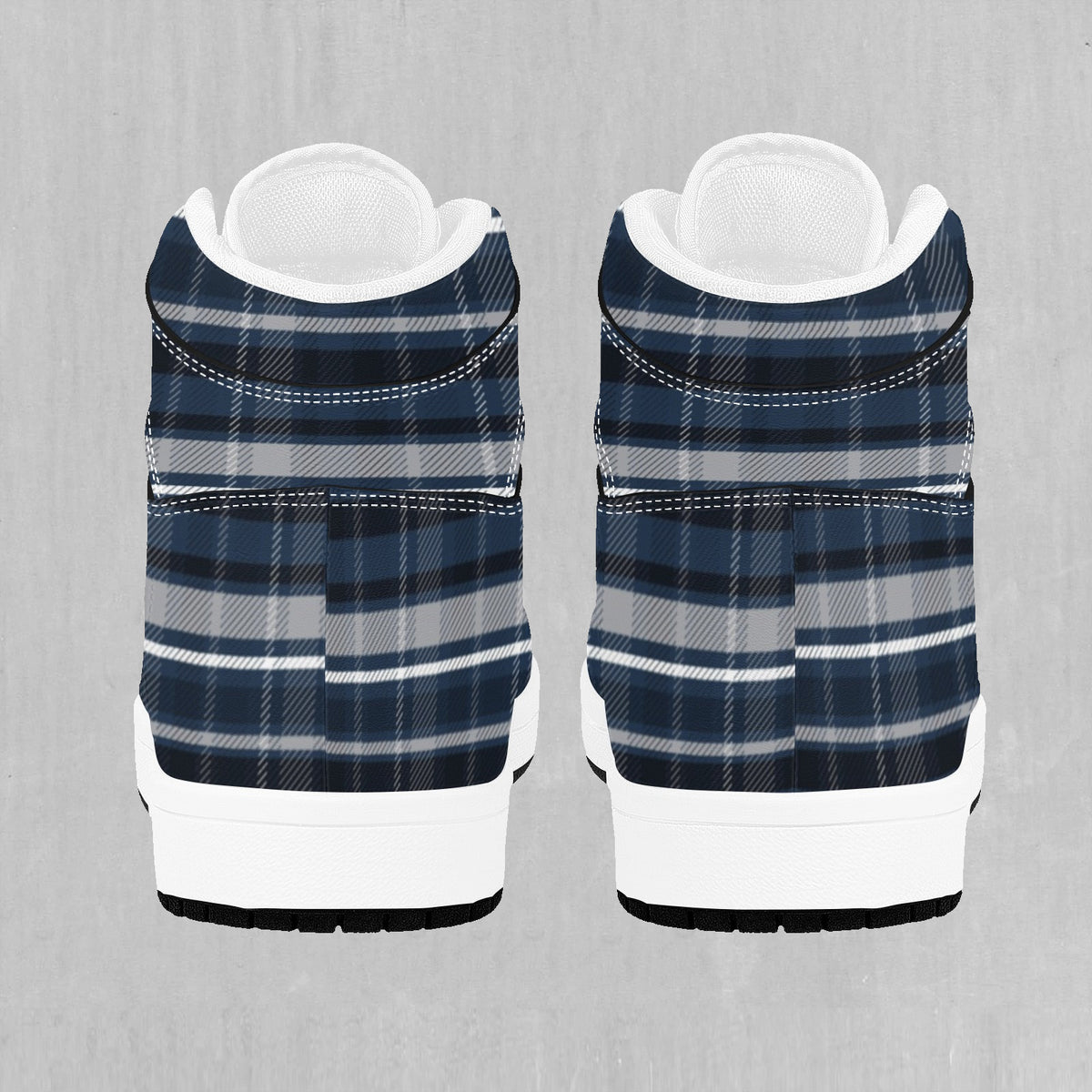 Dark Blue Plaid High Top Sneakers