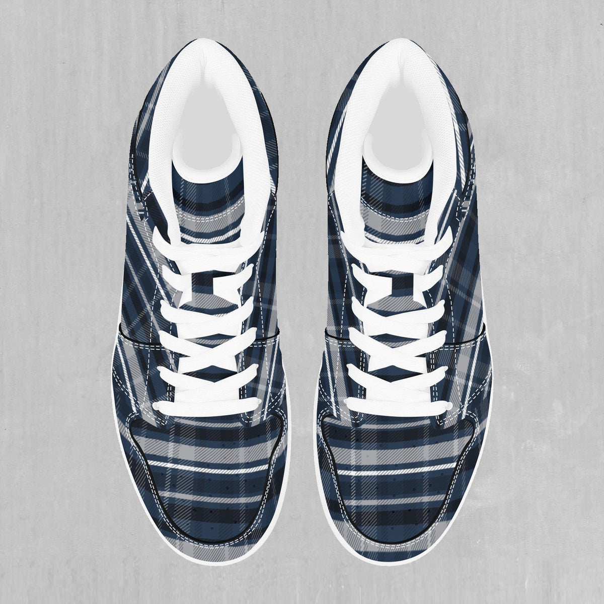 Dark Blue Plaid High Top Sneakers
