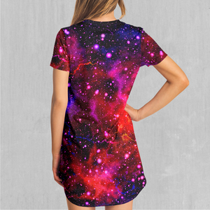 Electric Galaxy T-Shirt Dress