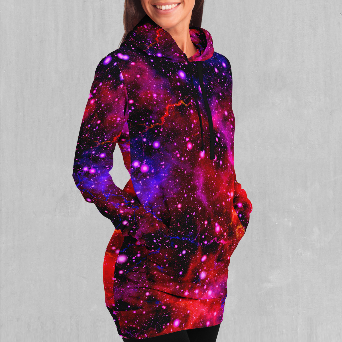Electric Galaxy Hoodie Dress