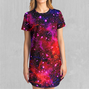 Electric Galaxy T-Shirt Dress