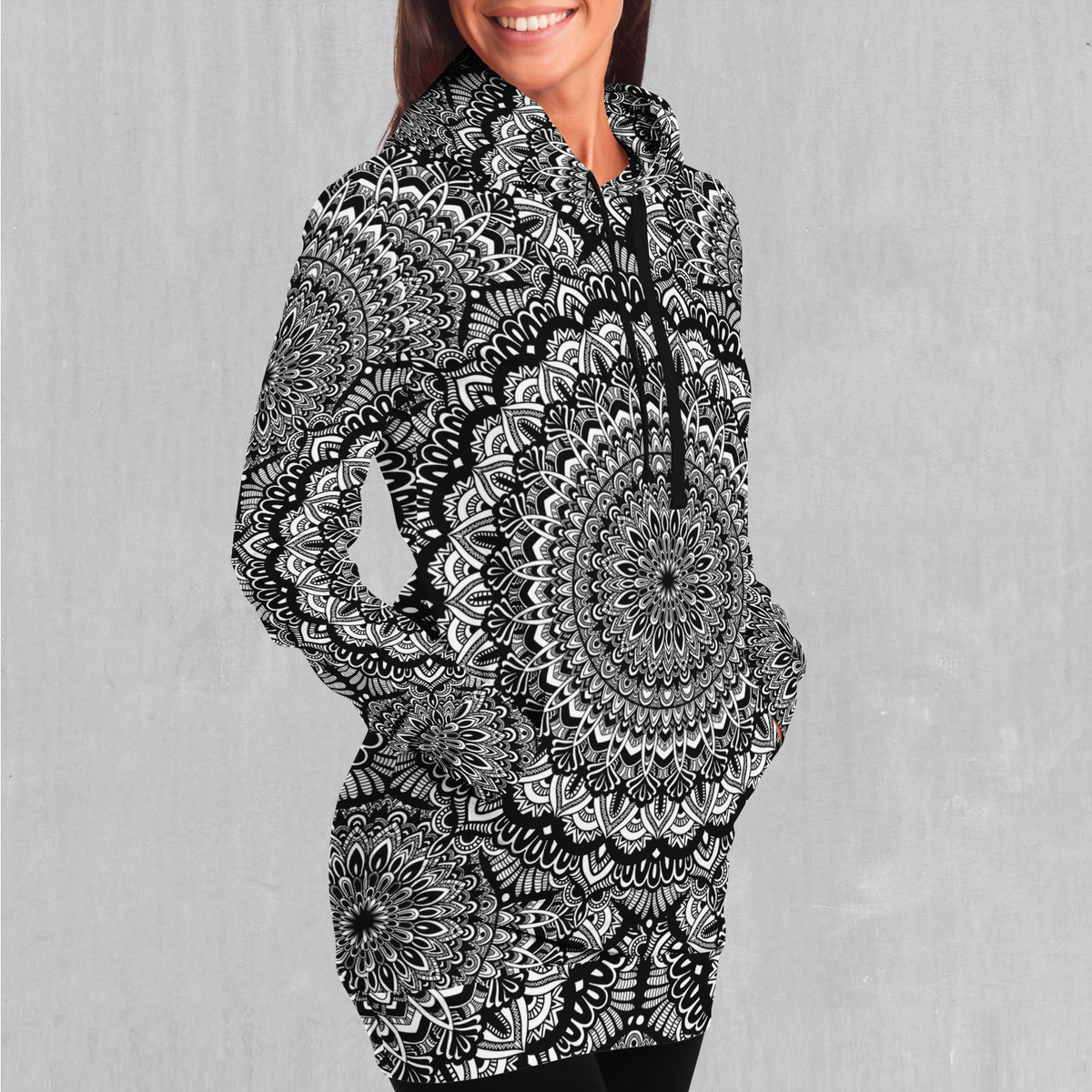 Floral Mandala Hoodie Dress