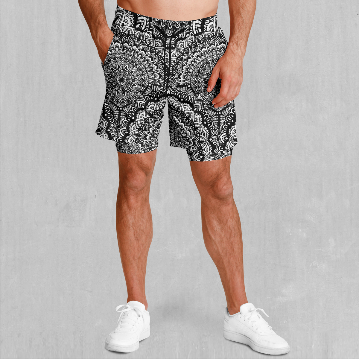 Floral Mandala Men's 2 in 1 Shorts