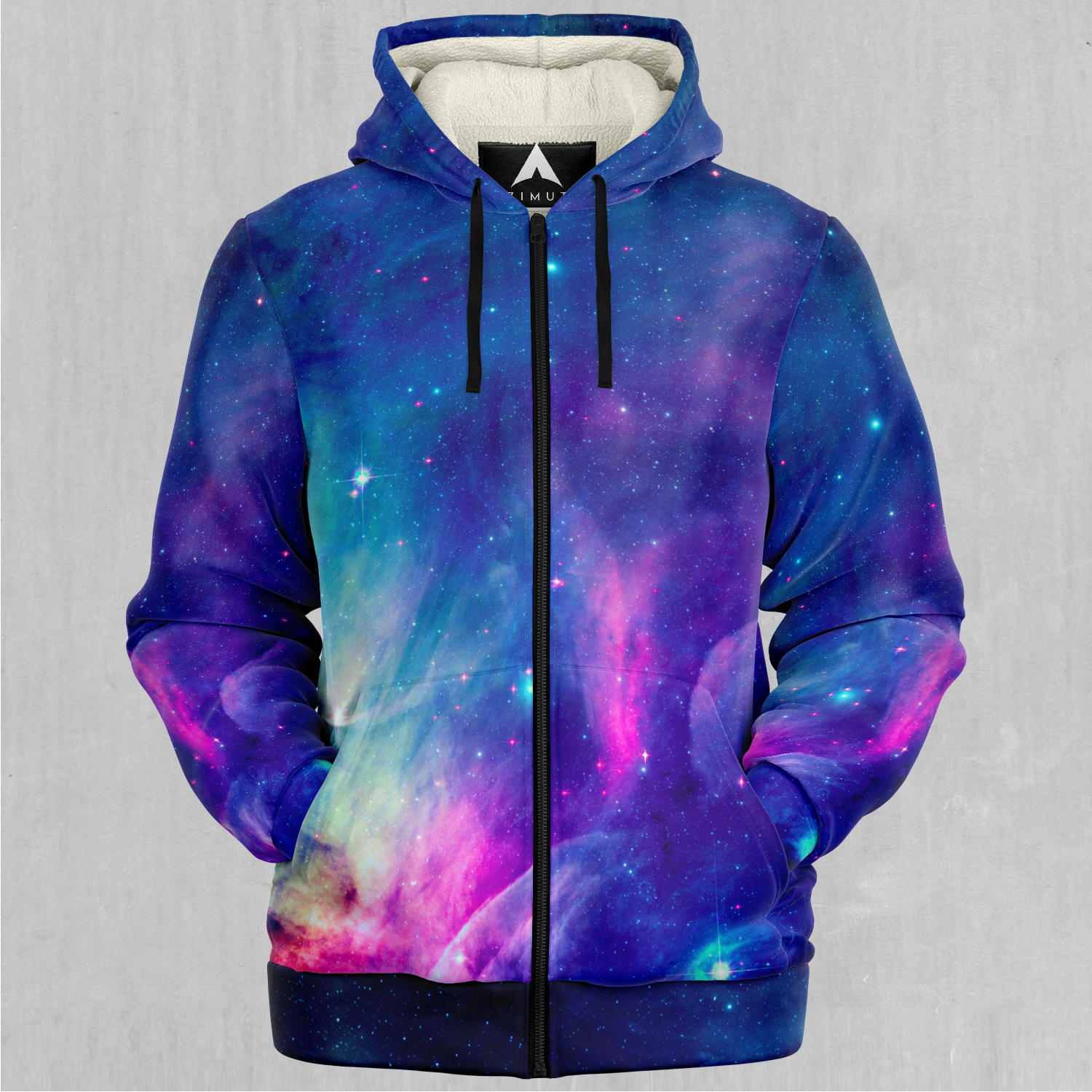 Midnight Gaze Premium Sherpa Lined Zip Up Hoodie | shops Festival Hoodie, Artistic Hoodie, Streetwear, Vibrant, Warm and Plush, Graphic Hoodie