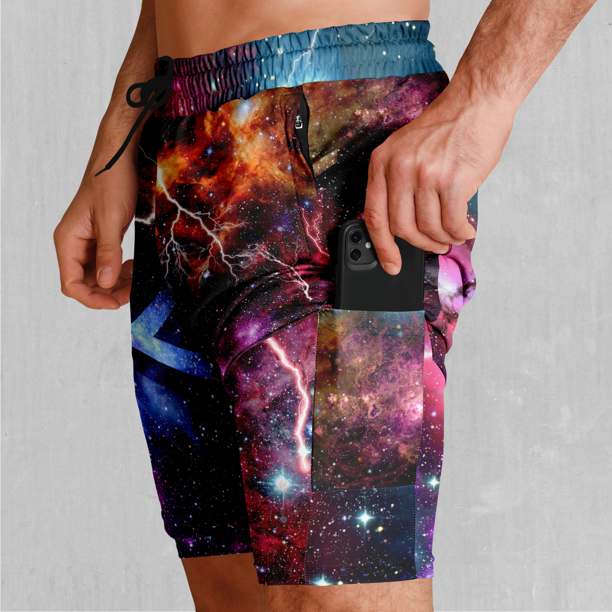 Galaxies Collide Men's 2 in 1 Shorts