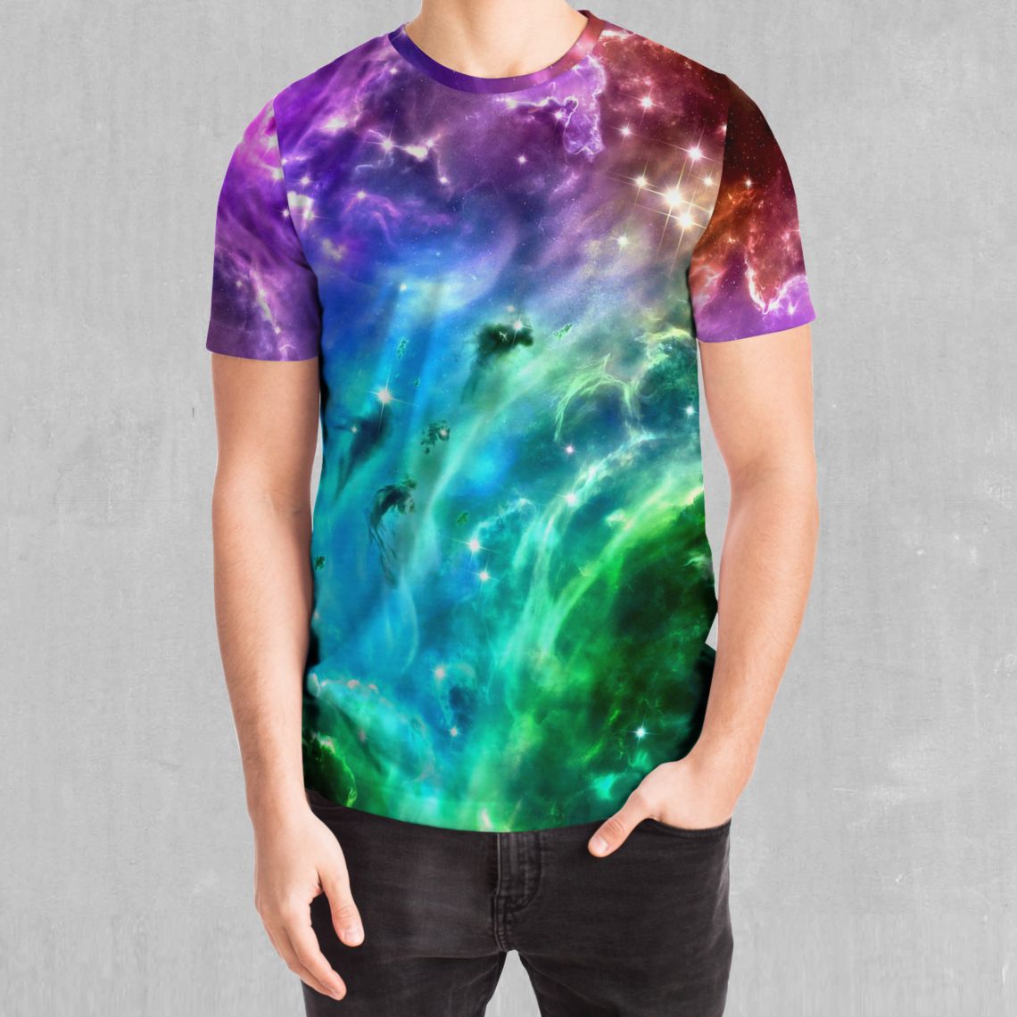 Galaxy dark blue nebula tie dye pink shirt cotton shirt for astronomy