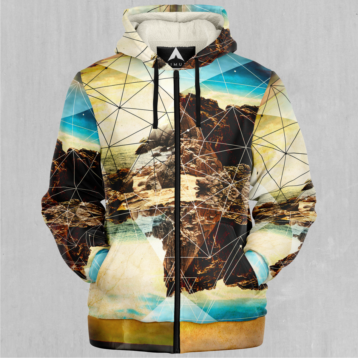 Geometric Shores Sherpa Hoodie