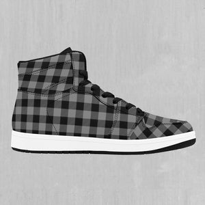 Grayscale Checkered Plaid High Top Sneakers