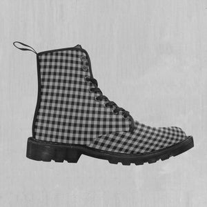 Grayscale Checkered Plaid Women's Boots
