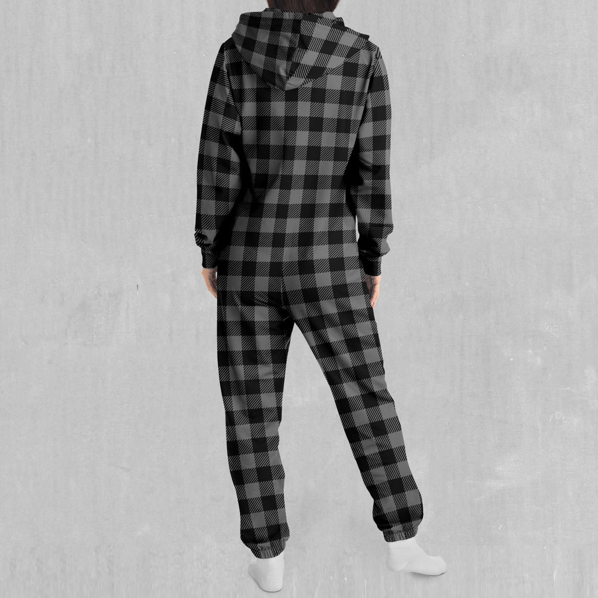 Grayscale Checkered Plaid Jumpsuit