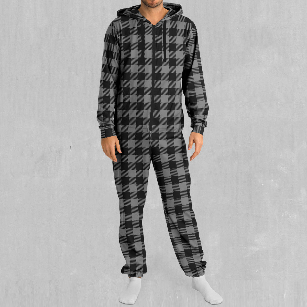 Grayscale Checkered Plaid Jumpsuit
