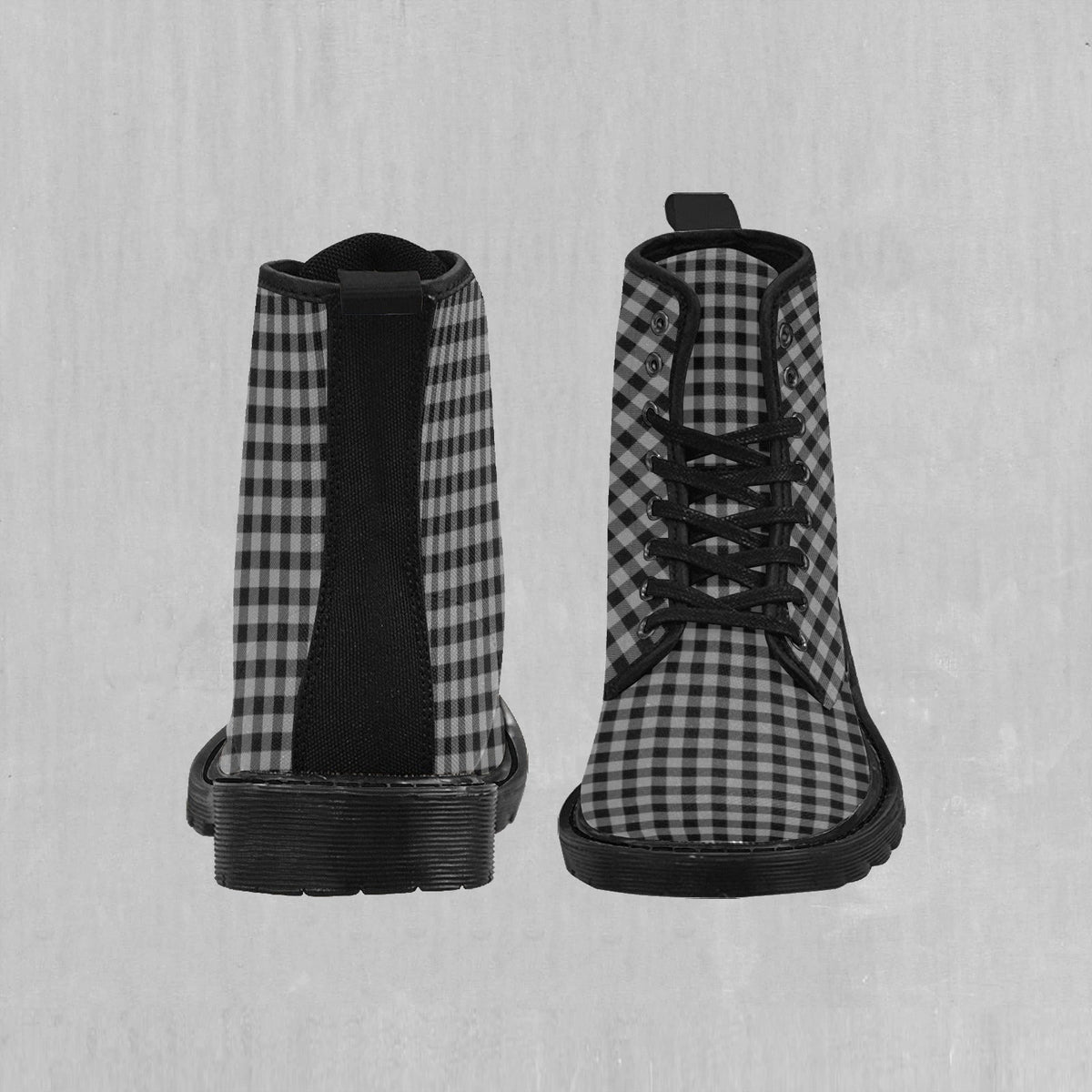 Grayscale Checkered Plaid Women's Boots