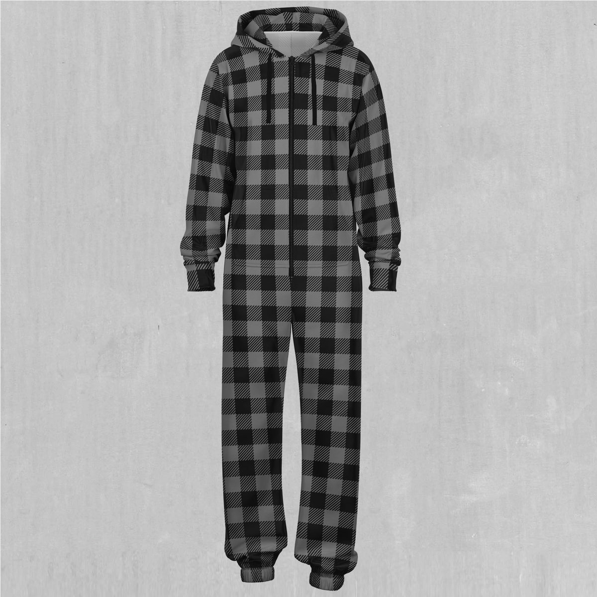 Grayscale Checkered Plaid Jumpsuit
