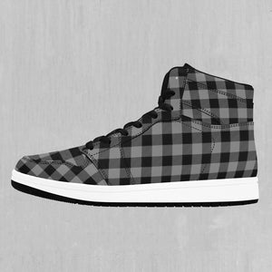 Grayscale Checkered Plaid High Top Sneakers