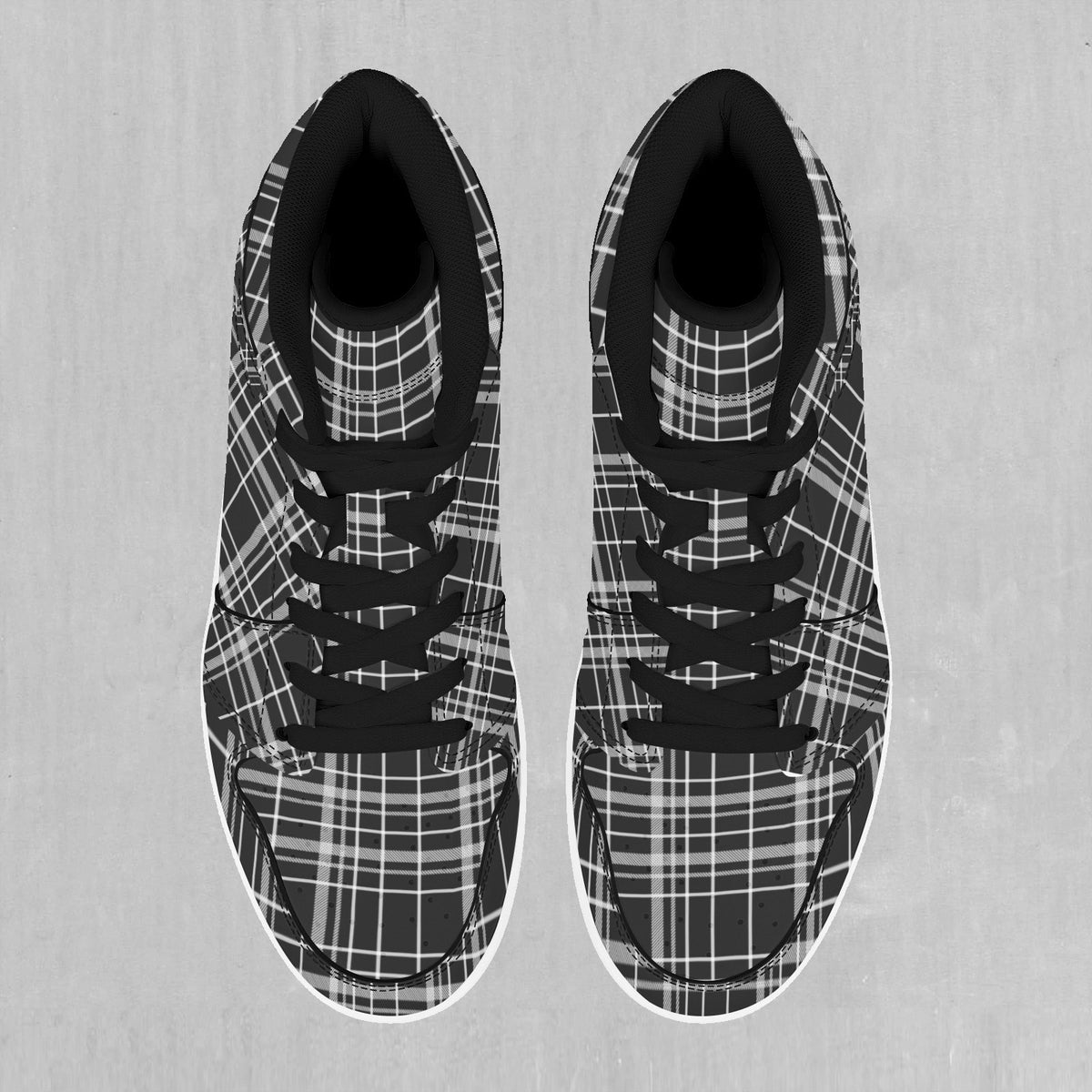 Grayscale Plaid High Top Sneakers