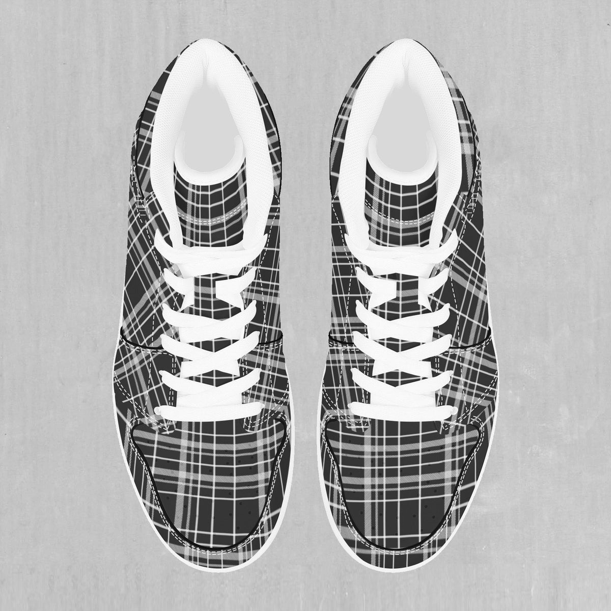 Grayscale Plaid High Top Sneakers
