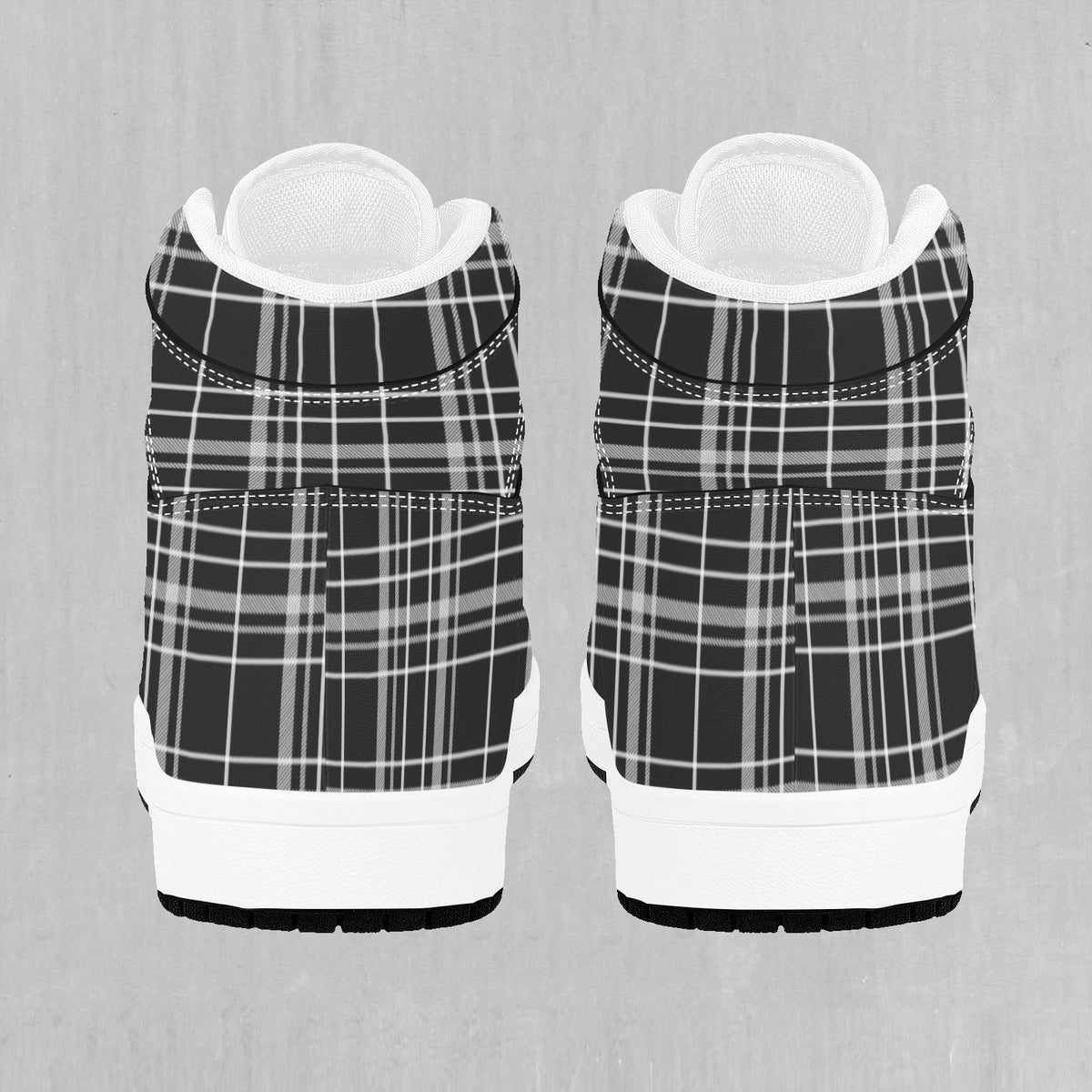 Grayscale Plaid High Top Sneakers