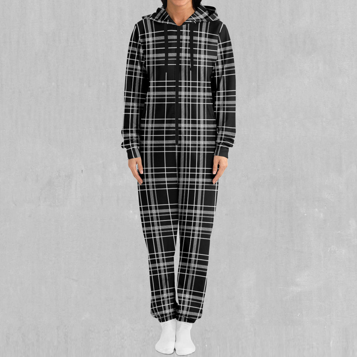 Grayscale Plaid Jumpsuit