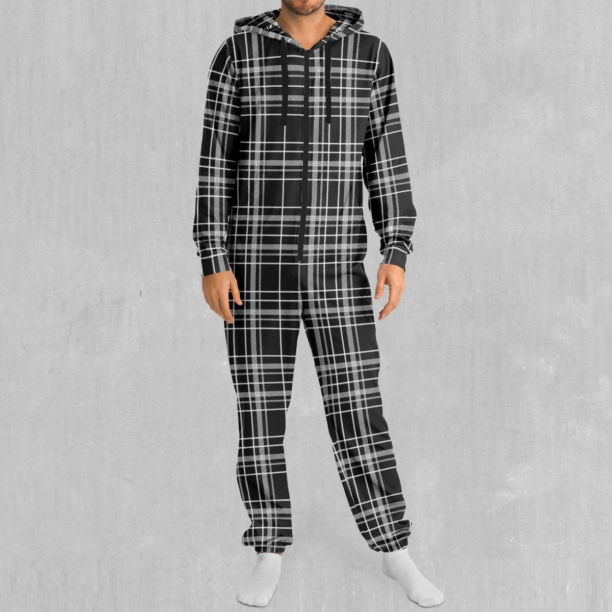 Grayscale Plaid Jumpsuit