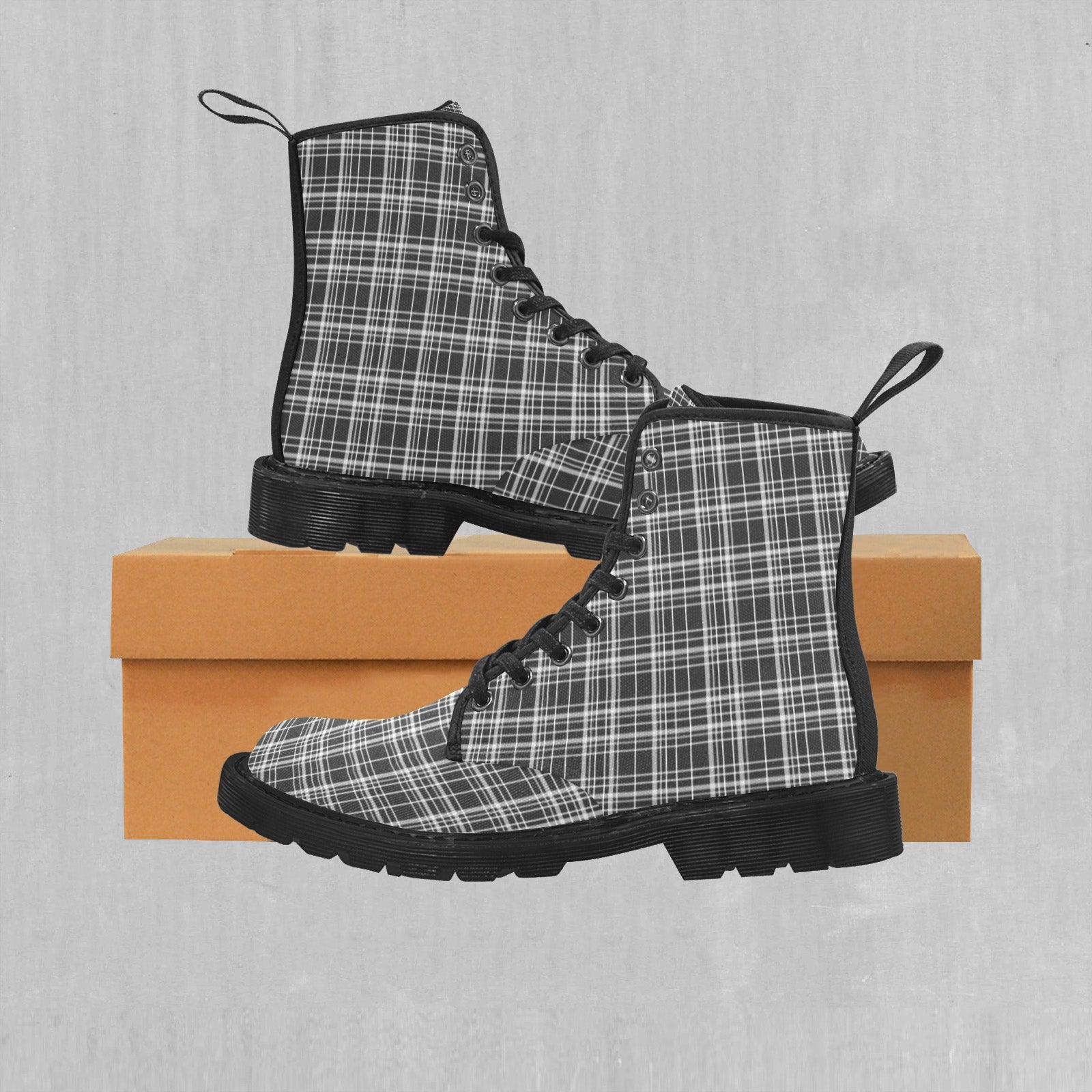 Grayscale Plaid Women's Boots