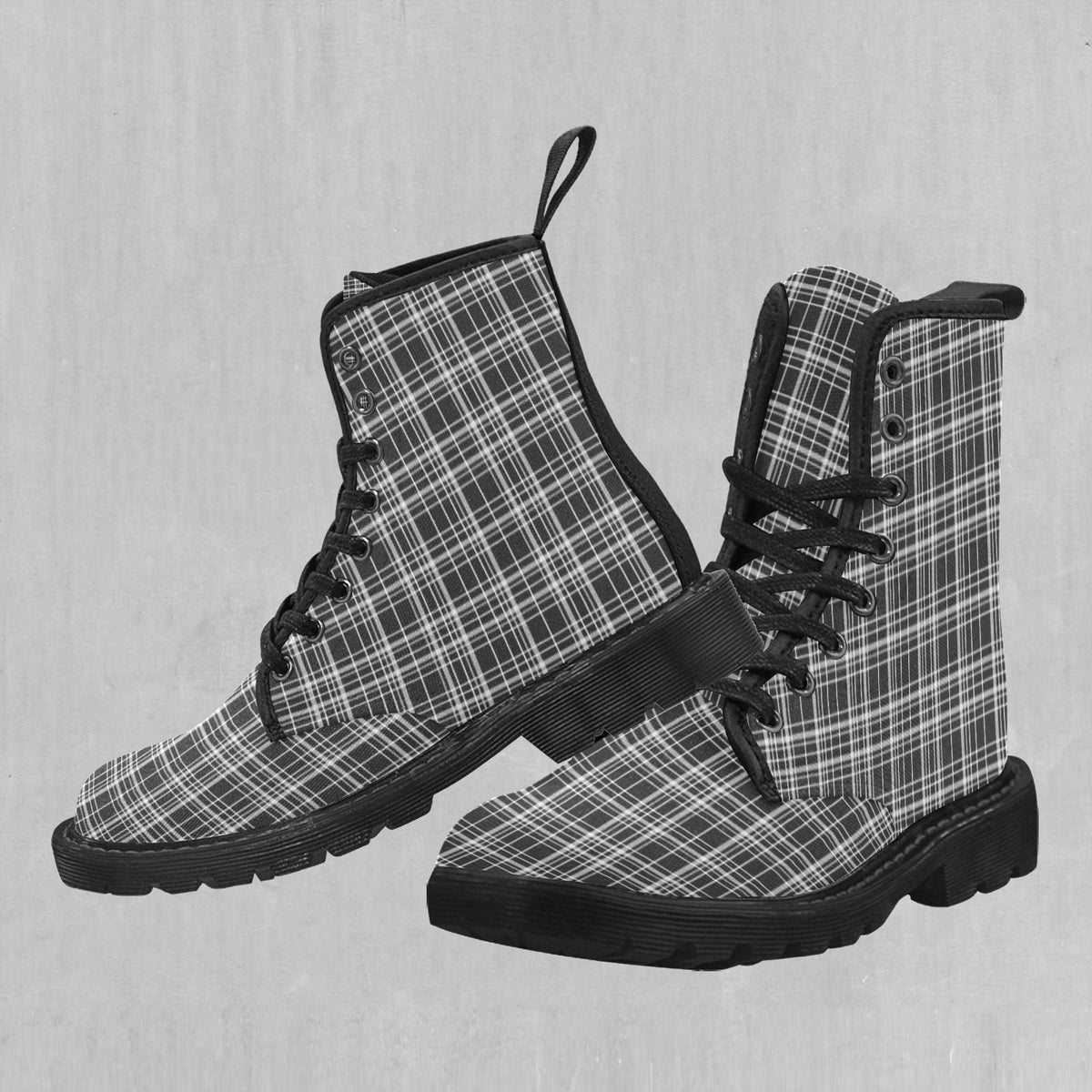 Grayscale Plaid Women's Boots