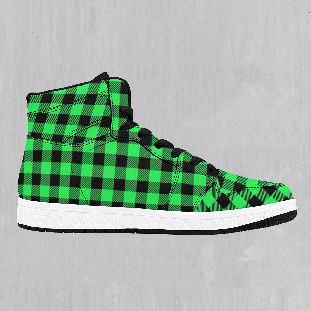 Green Checkered Plaid High Top Sneakers