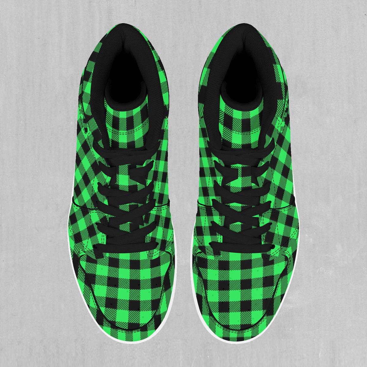Green Checkered Plaid High Top Sneakers
