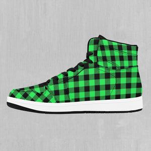 Green Checkered Plaid High Top Sneakers