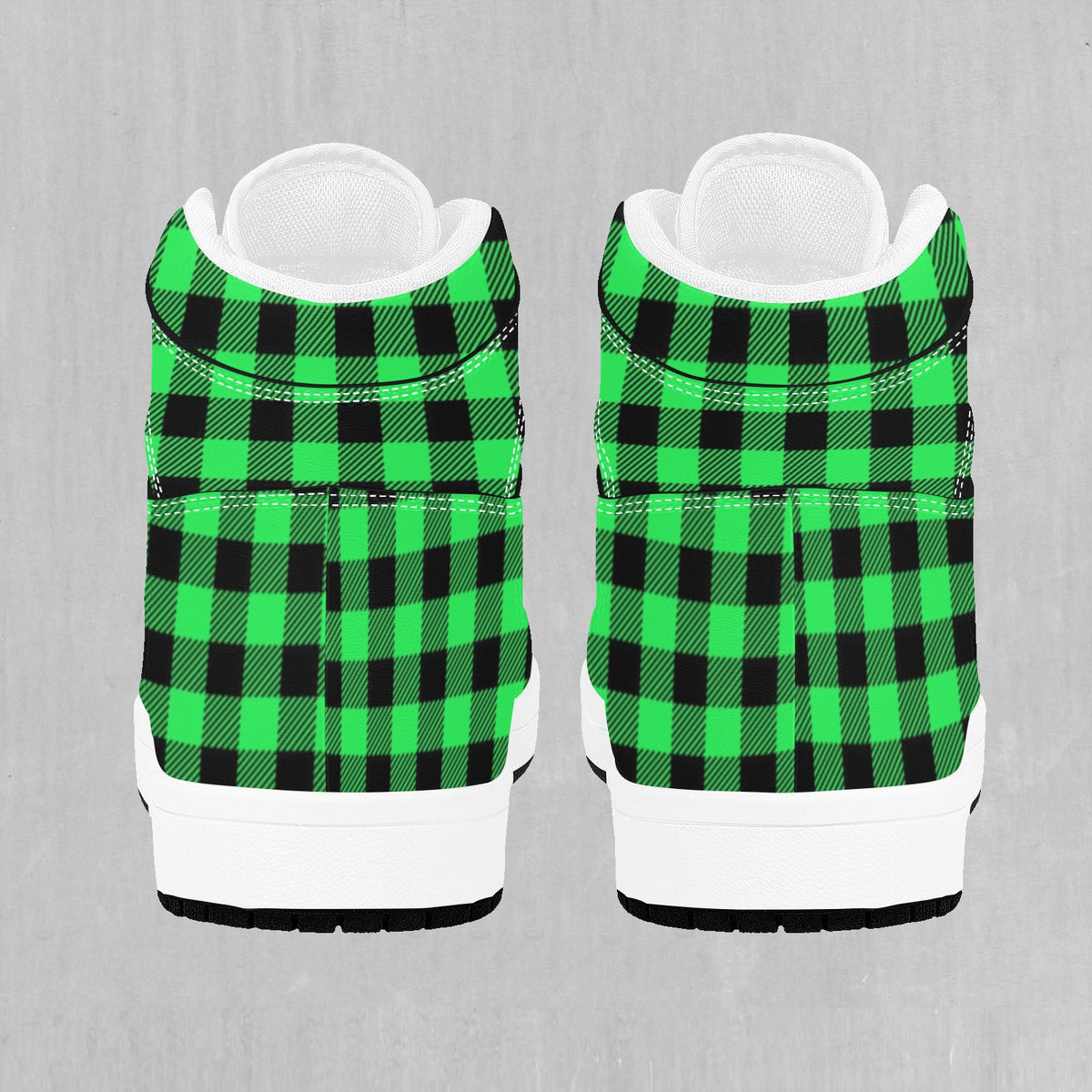 Green Checkered Plaid High Top Sneakers