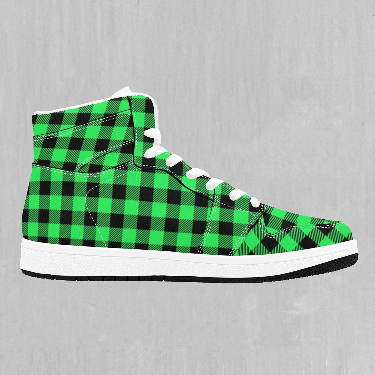 Green Checkered Plaid High Top Sneakers