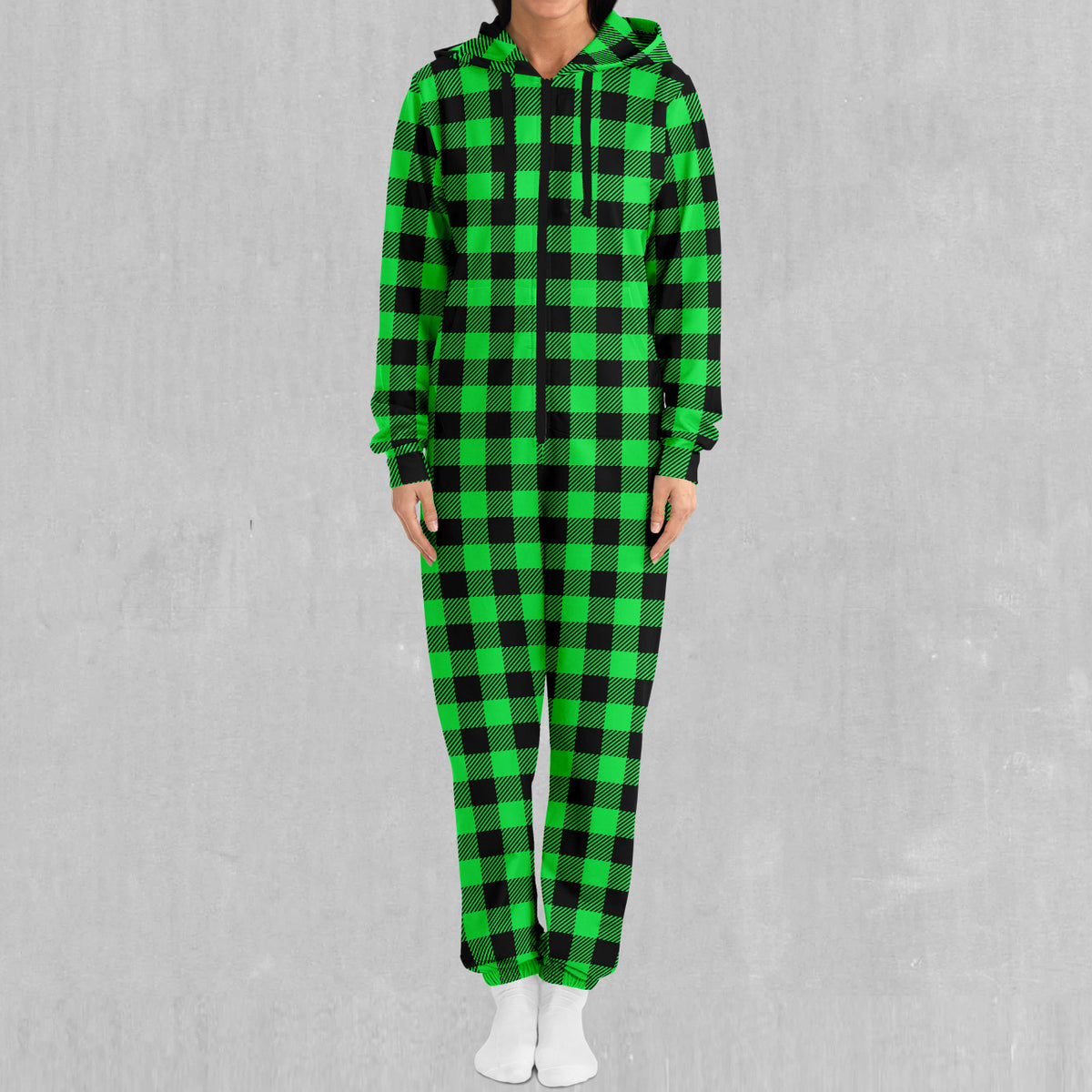 Green Checkered Plaid Jumpsuit