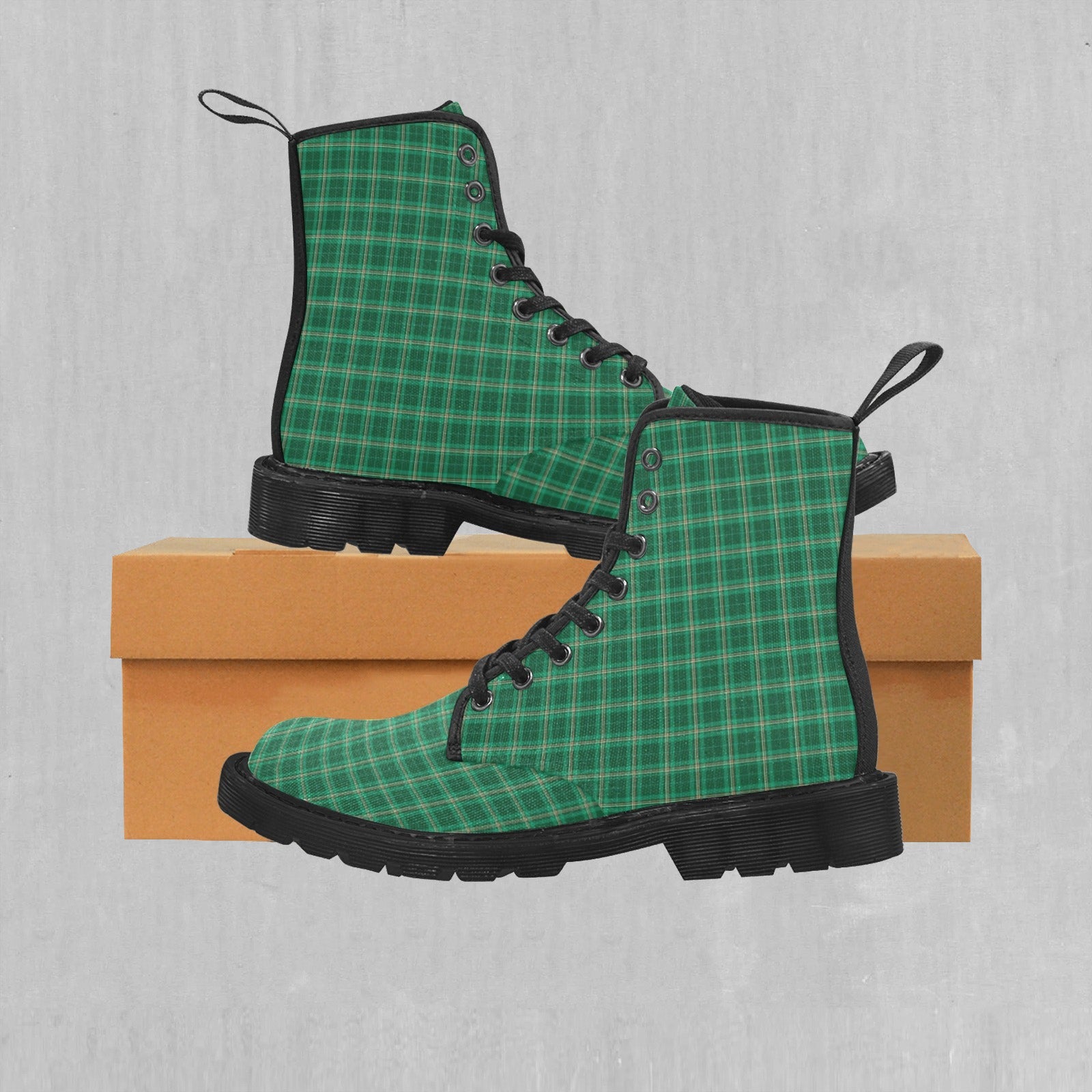 Green Plaid Women's Boots