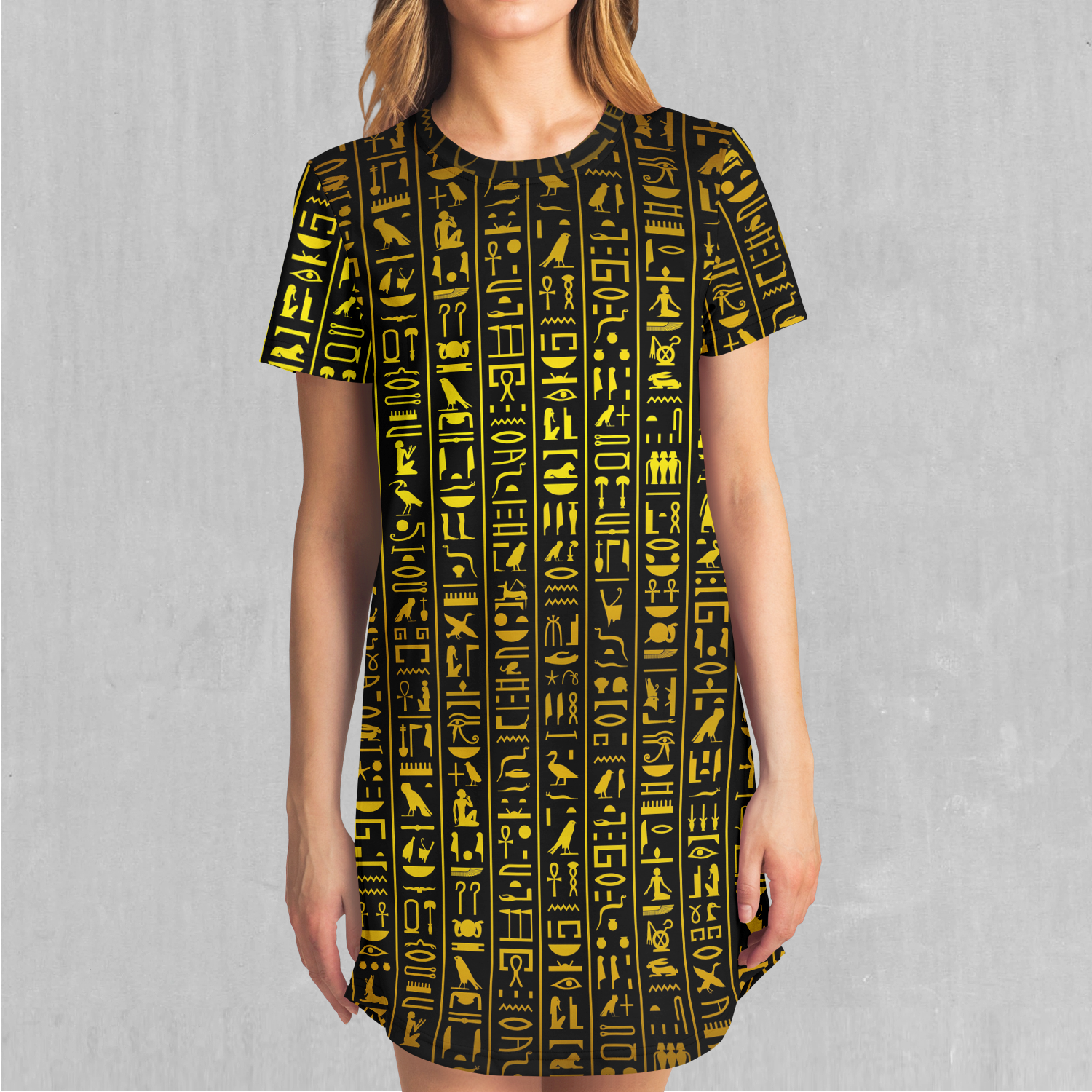 Hieroglyphics T-Shirt Dress | Midi Shirt Dress | Festival Tshirt Dress - Azimuth Clothing Hieroglyphics T-Shirt Dress | Midi Shirt Dress | Festival Tshirt Dress - Azimuth Clothing