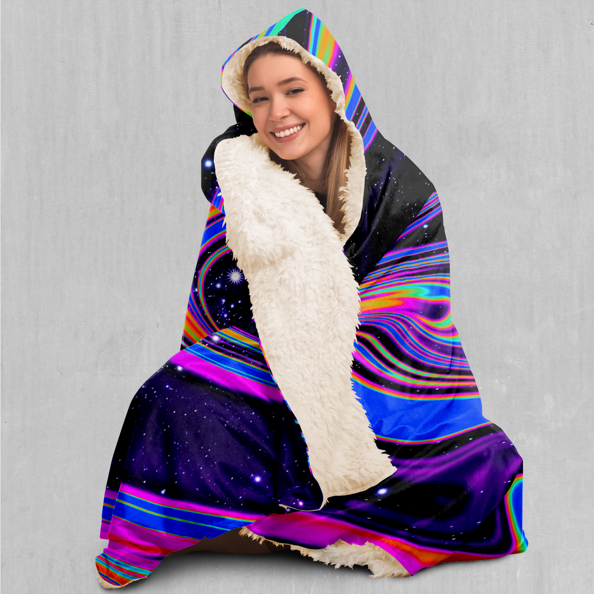 Chromatic Cosmos Hooded Blanket