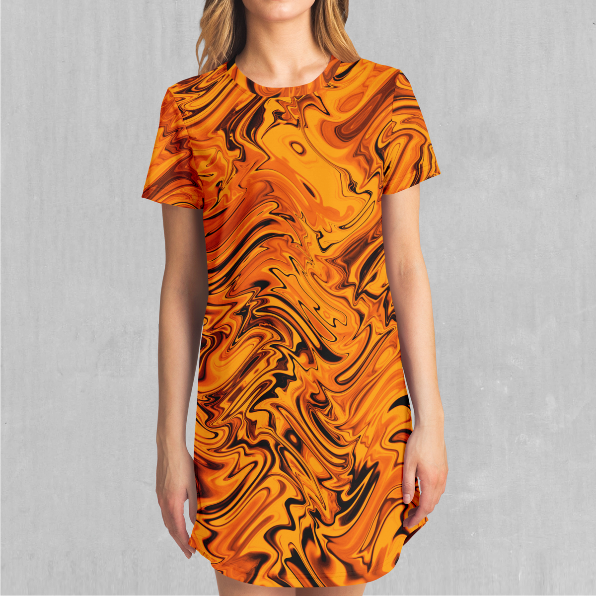flowy t shirt dress Casual A-Line T-Shirt with Pockets Model height Women's Cotton Linen V-Neck T-Shirt