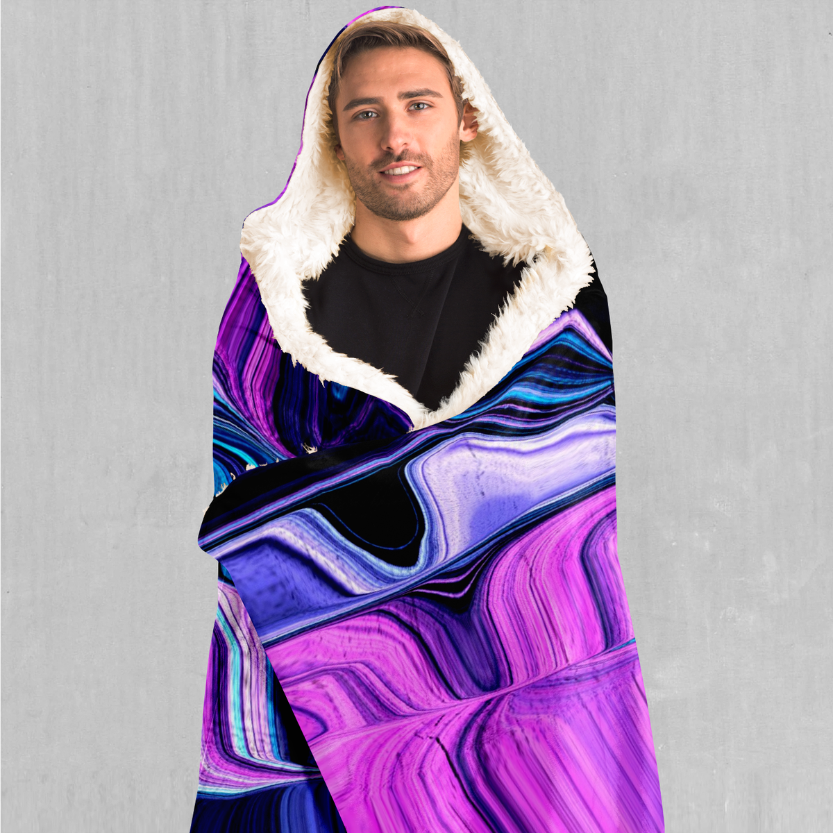 Liquid Amethyst Hooded Blanket - EDM Rave Clothing Festival Clothing Psychedelic Clothing
