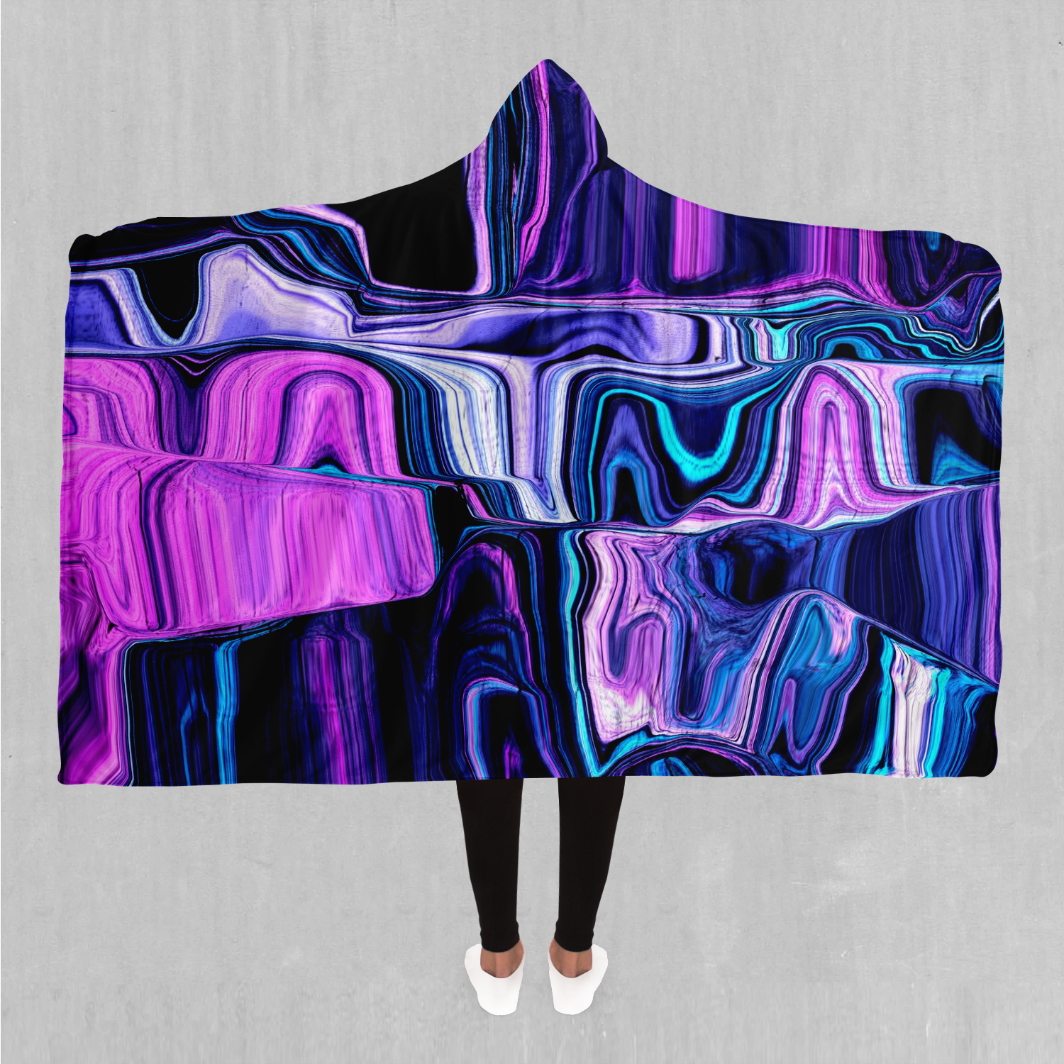 Liquid Amethyst Hooded Blanket - EDM Rave Clothing Festival Clothing Psychedelic Clothing