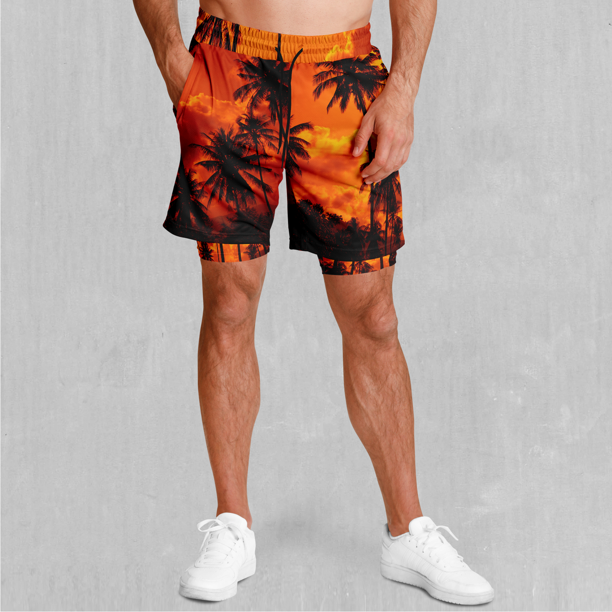 Lush Sunset Men's 2 in 1 Shorts
