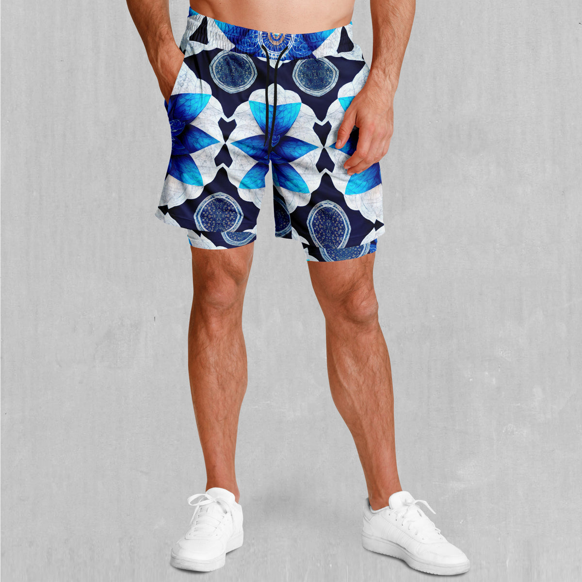 Delphinium Mandala Men's 2 in 1 Shorts