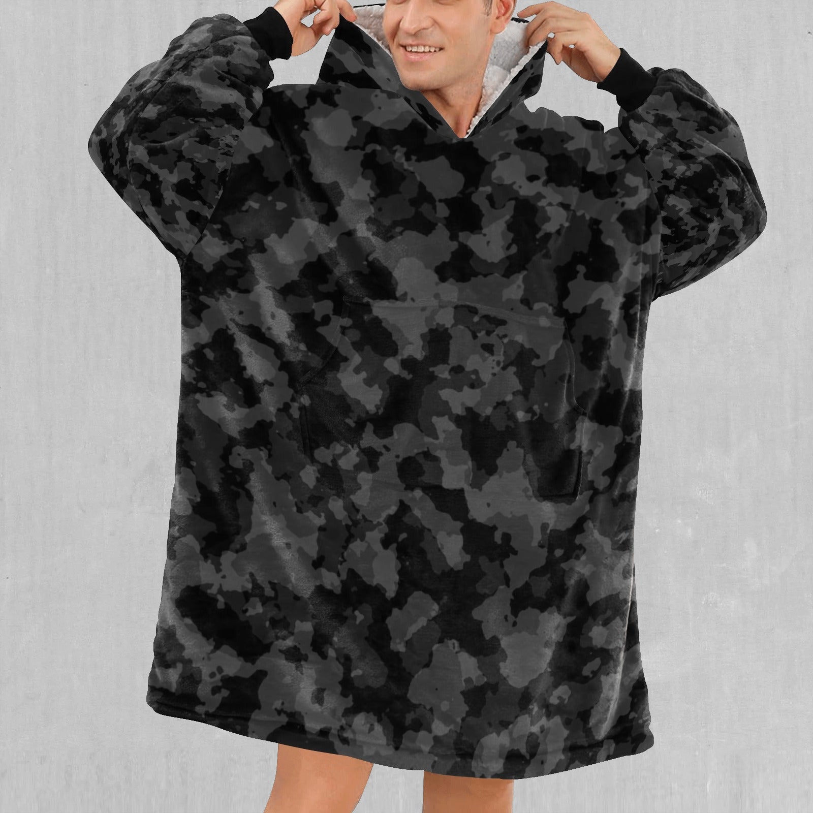 A2Z Unisex Oversized Hoodie - Camo Charcoal Snuggle Blanket Hoodie | Super Soft Men's & Ladies Outerwear