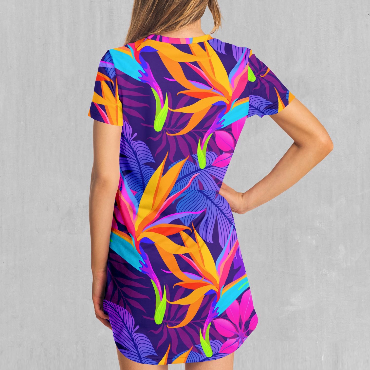 Neon Jungle T-Shirt Dress | Midi Shirt Dress | Festival Tshirt Dress - Azimuth Clothing Neon Jungle T-Shirt Dress | Midi Shirt Dress | Festival Tshirt Dress - Azimuth Clothing