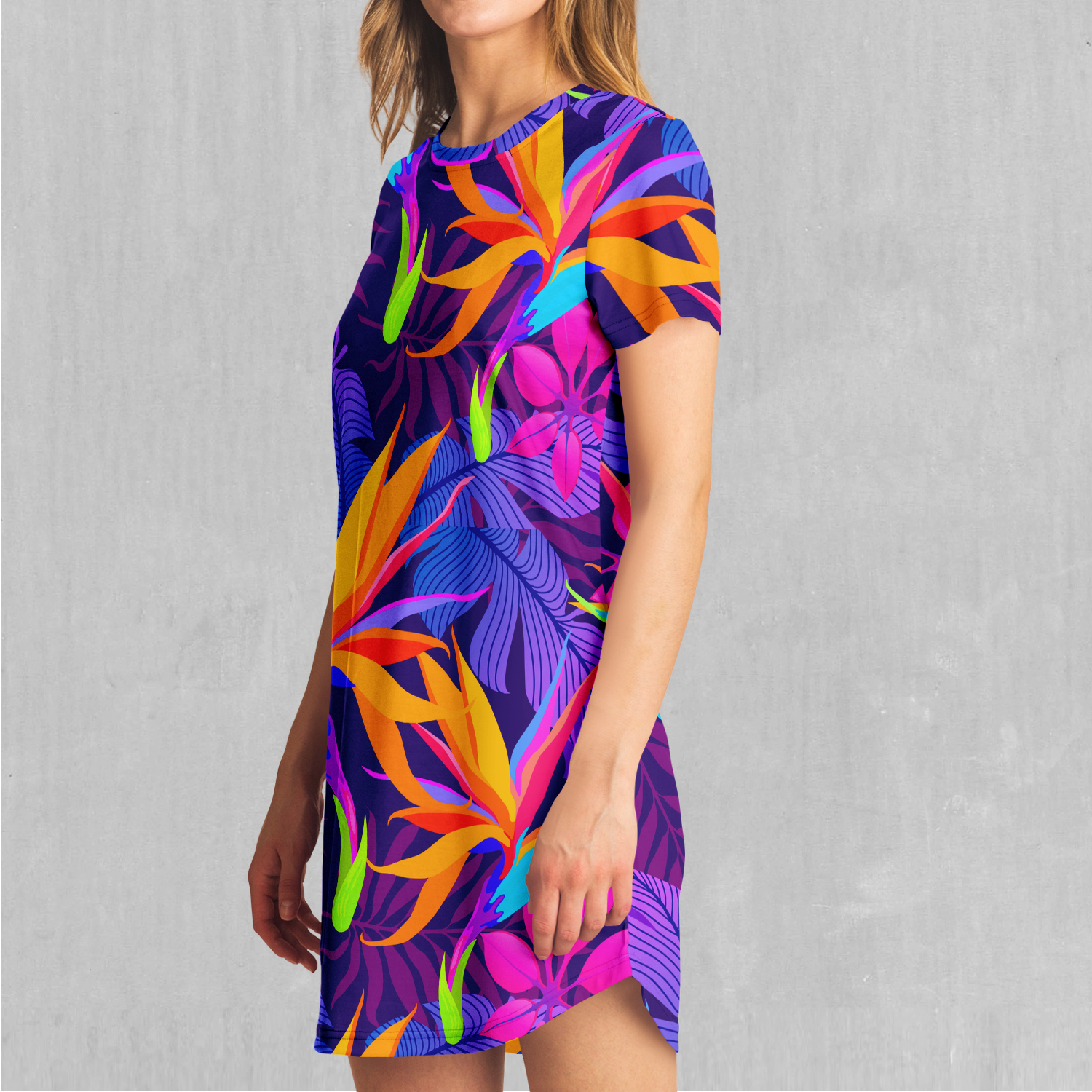 Neon Jungle T-Shirt Dress | Midi Shirt Dress | Festival Tshirt Dress - Azimuth Clothing Neon Jungle T-Shirt Dress | Midi Shirt Dress | Festival Tshirt Dress - Azimuth Clothing