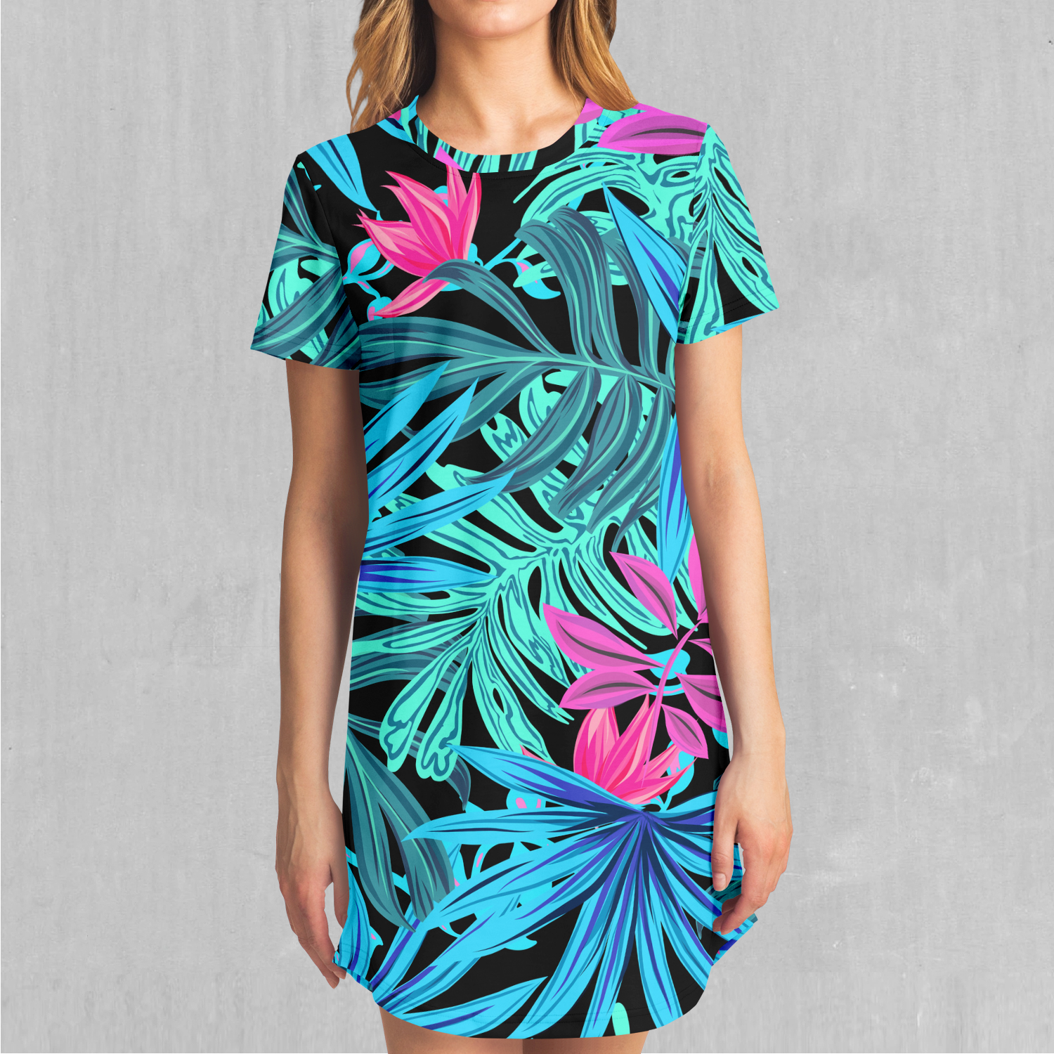 neon oversized t shirt dress Neon Color Blocking T-shirt Dress / up to 6 XL