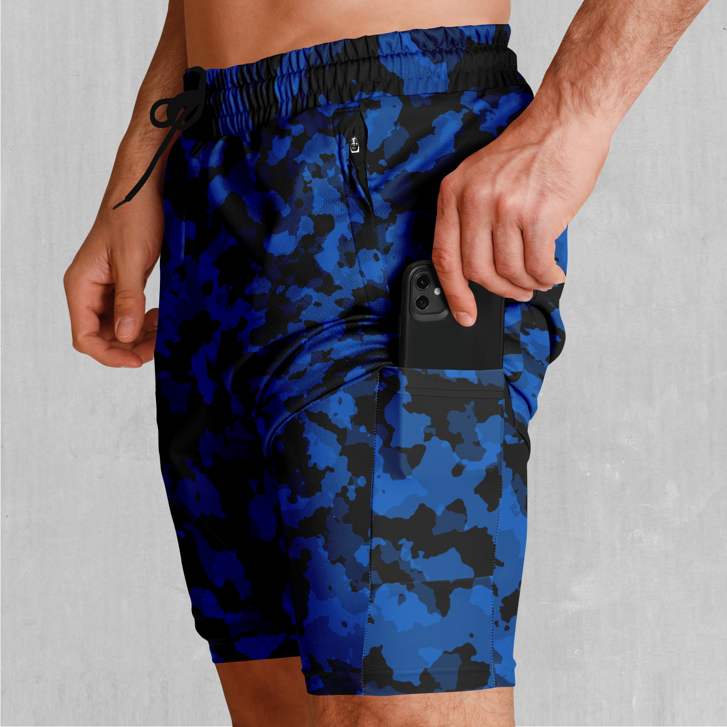 Oceania Blue Camo Men s 2 in 1 Shorts Festival Shorts Rave Shorts Azimuth Clothing