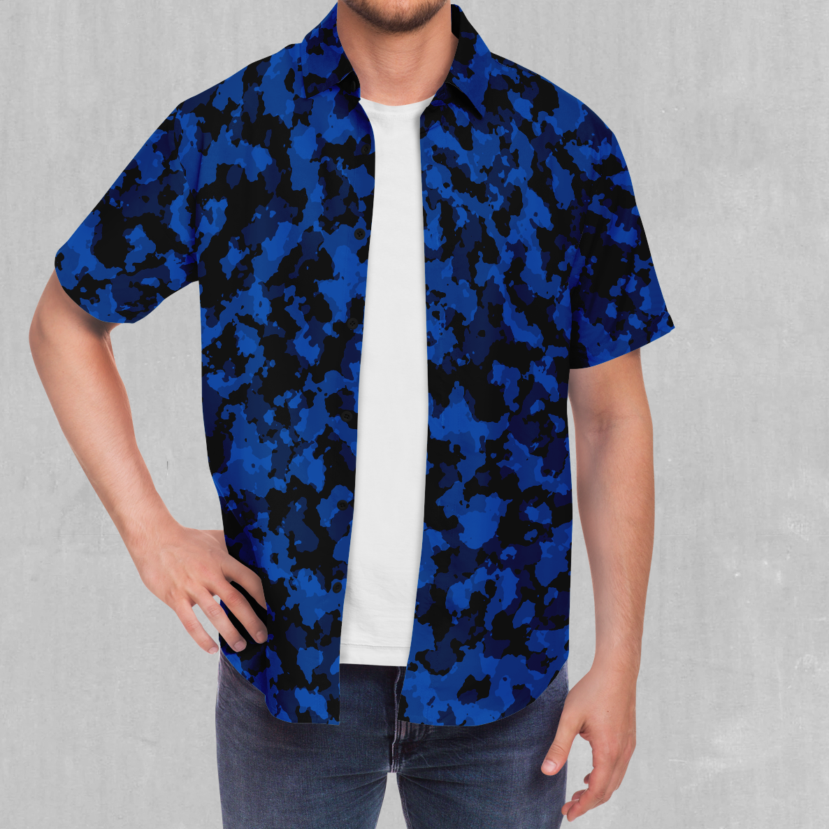 Blue camo dress shirt online