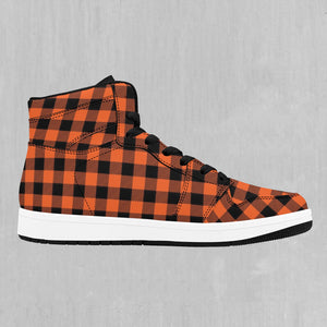 Orange Checkered Plaid High Top Sneakers