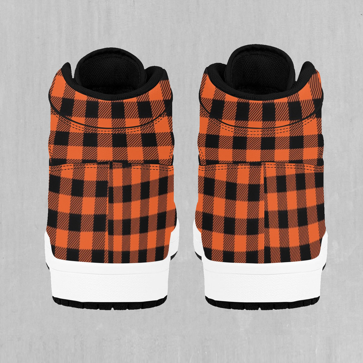 Orange Checkered Plaid High Top Sneakers (Size 8.5)
