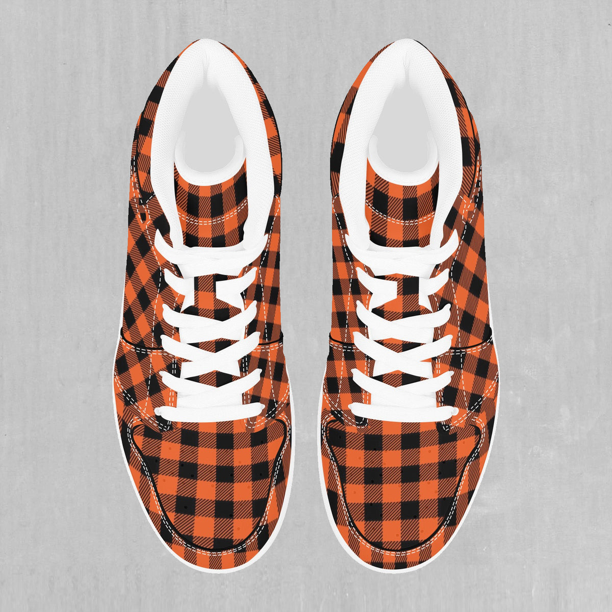 Orange Checkered Plaid High Top Sneakers (Size 8.5)