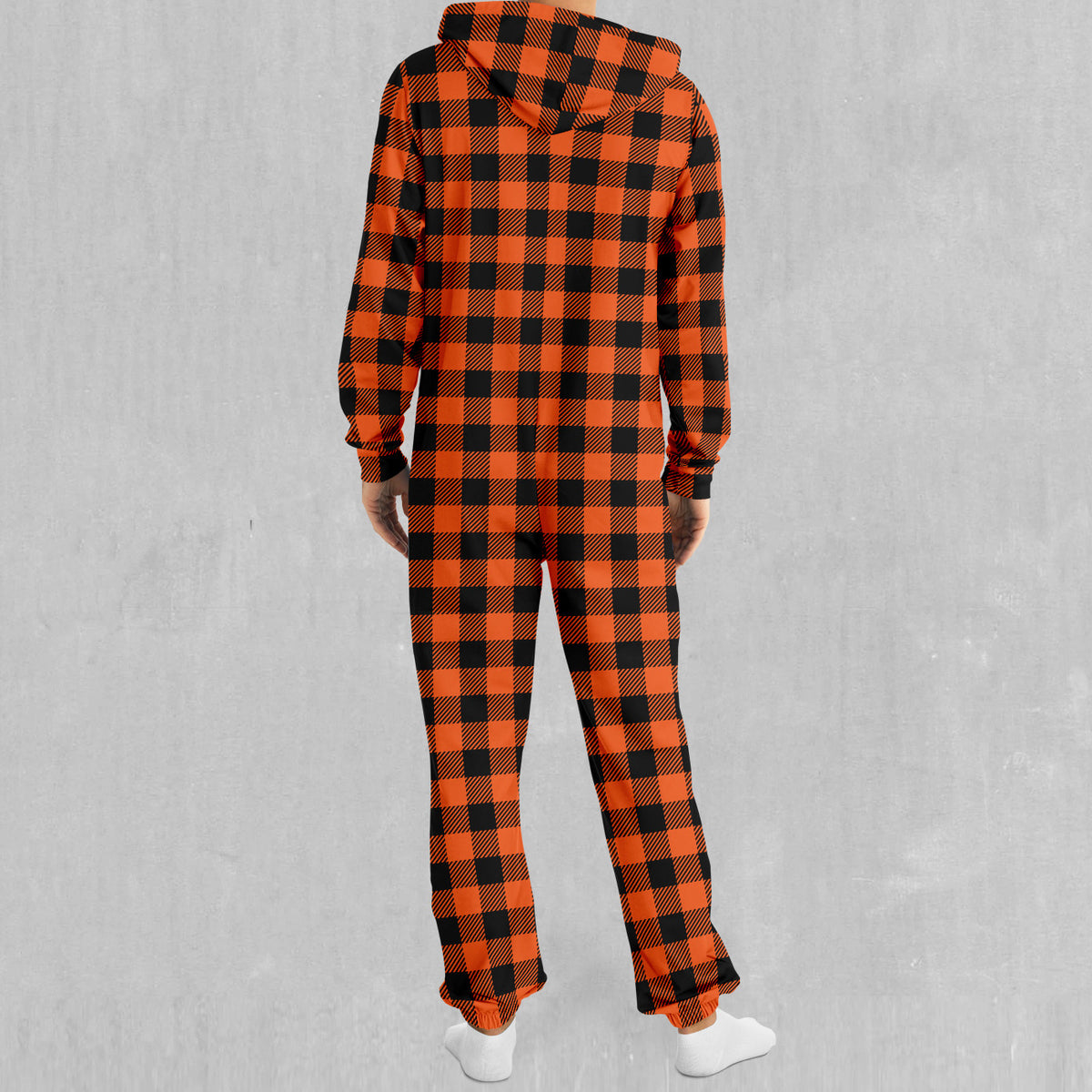 Orange Checkered Plaid Jumpsuit